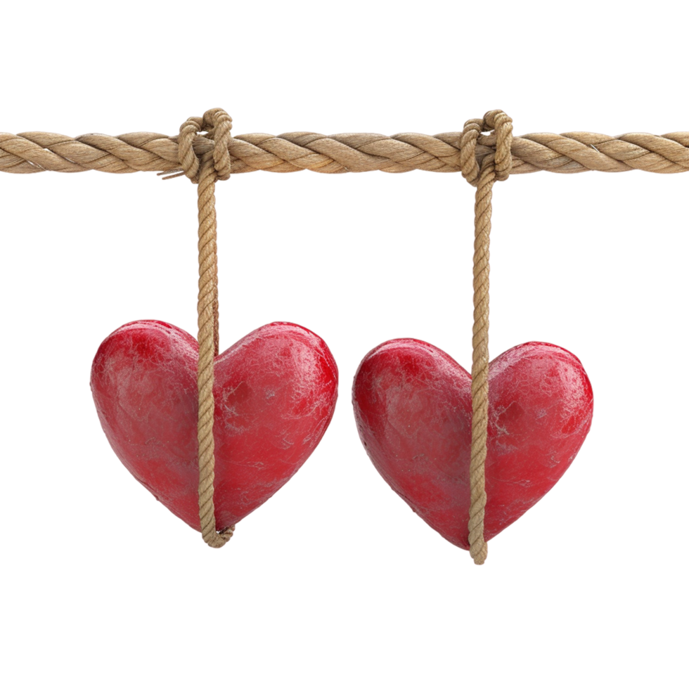 AI generated Two Hearts Attached To The Rope Valentine Greetings png