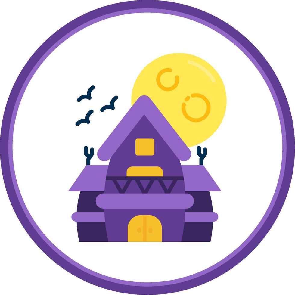 Haunted house Flat Circle Uni Icon vector