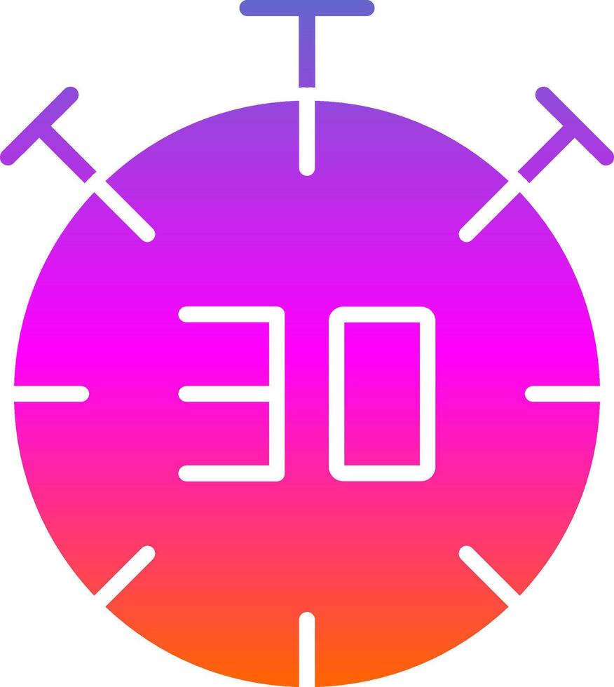 medio hora glifo degradado icono vector