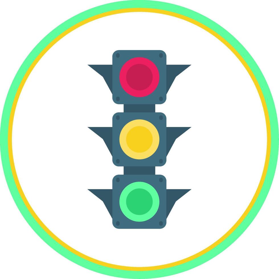 Traffic light Flat Circle Uni Icon vector