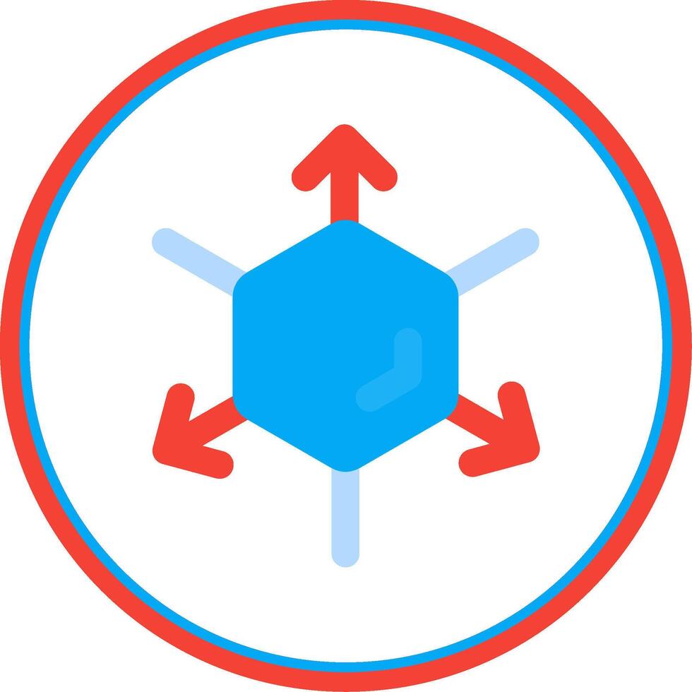 3d coordinate axis Flat Circle Uni Icon vector