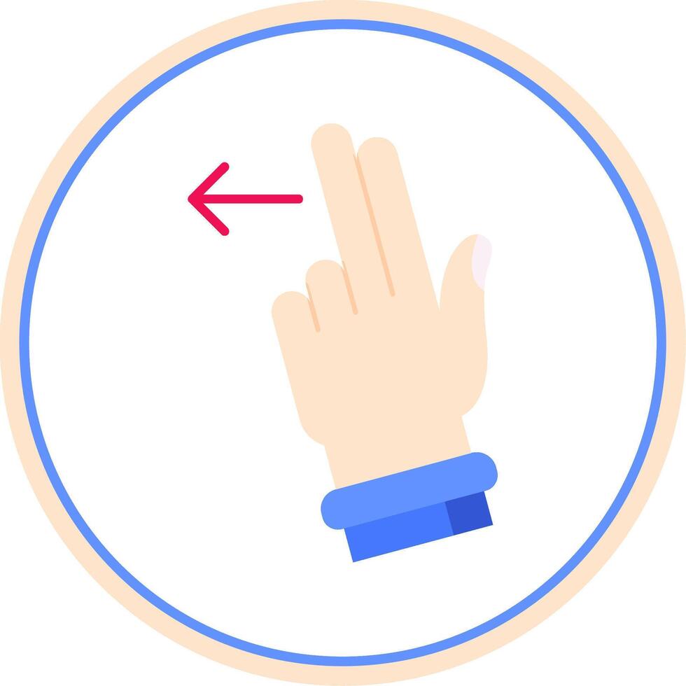 dos dedos izquierda plano circulo uni icono vector