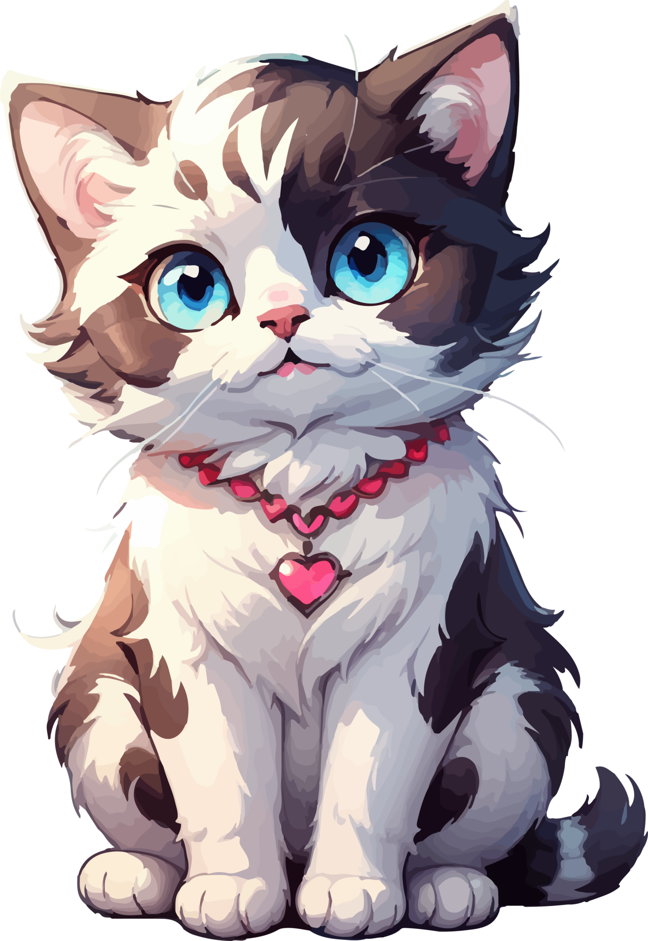 AI generated Blue Eyes Himalayan Cat wear Love Necklace Cartoon