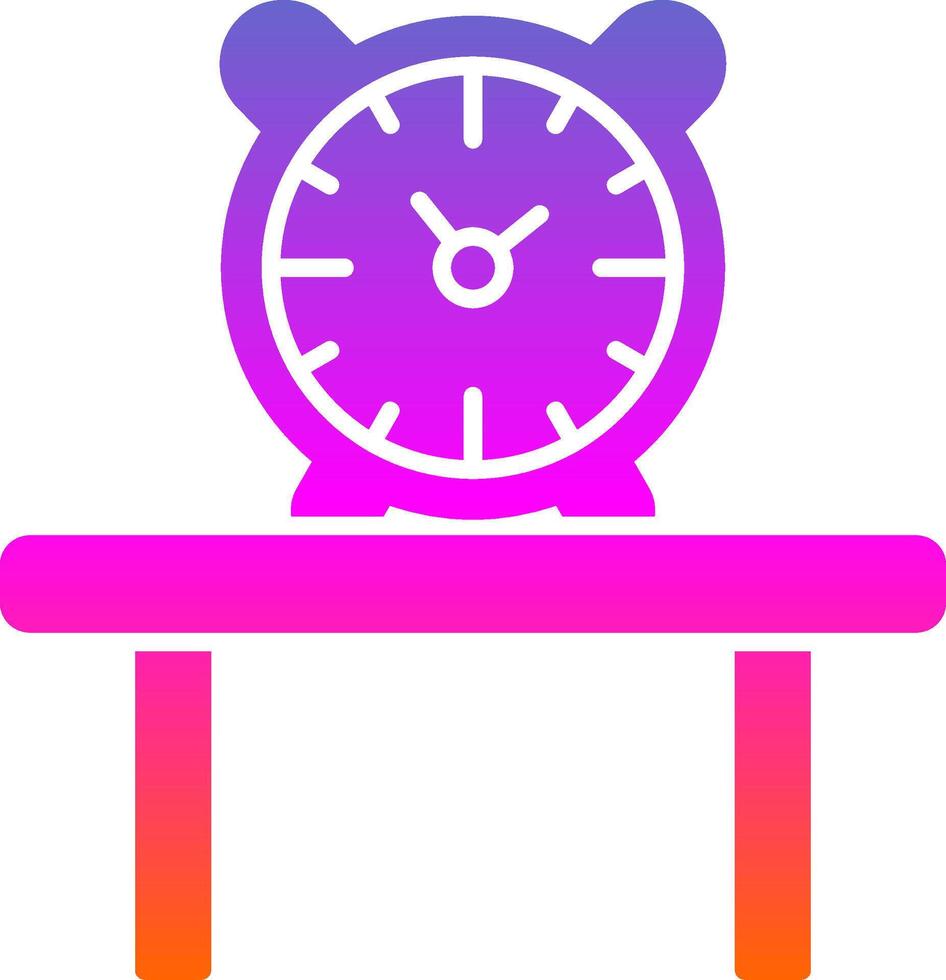 mesa reloj glifo degradado icono vector