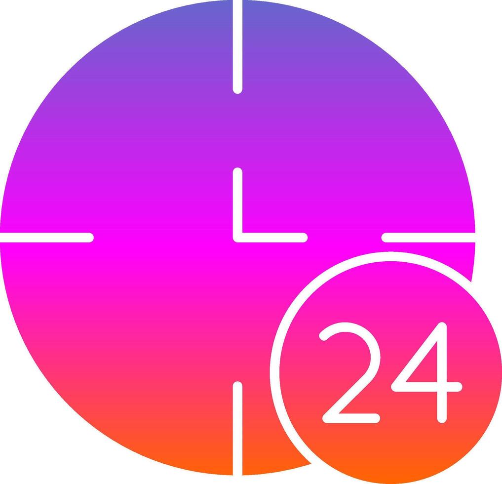 24 Hours Glyph Gradient Icon vector