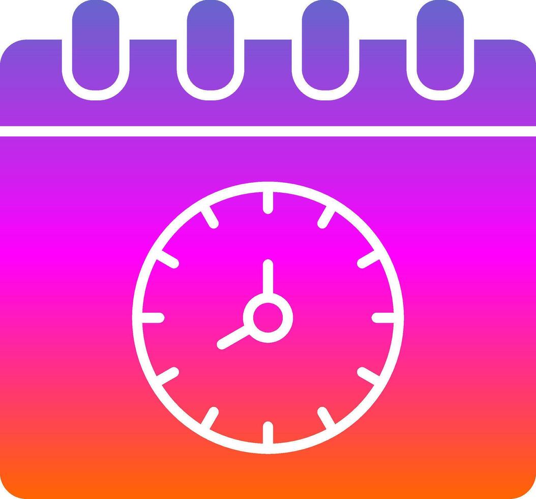 hora y fecha glifo degradado icono vector
