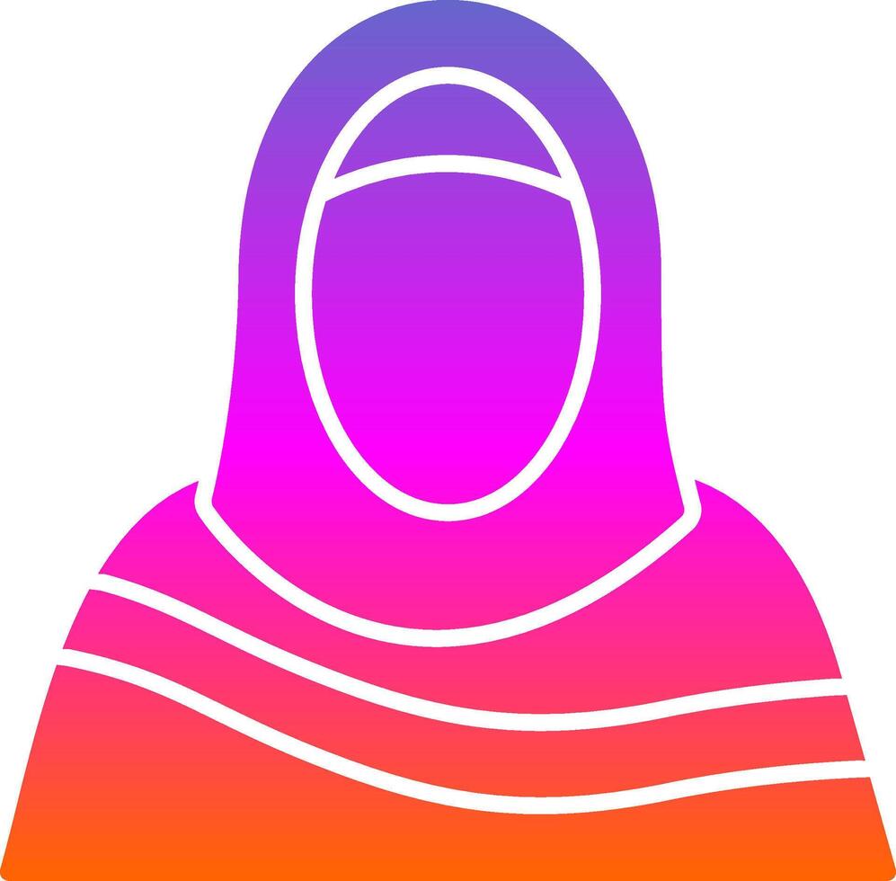 musulmán mujer glifo degradado icono vector