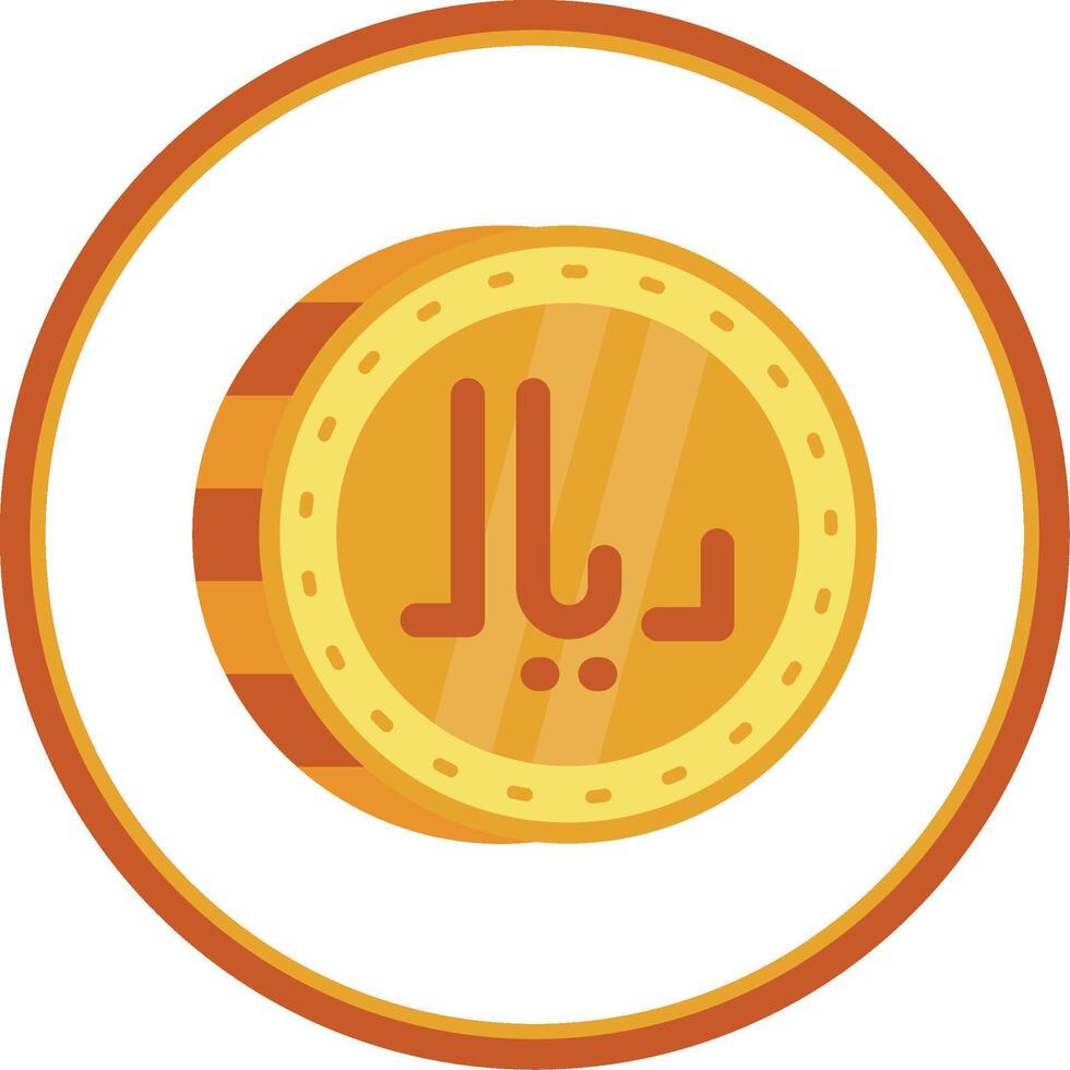 Riyal Flat Circle Uni Icon vector