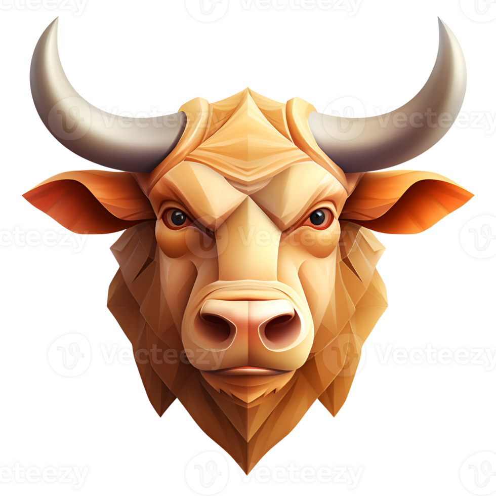 AI generated 3D Cartoon Bull Logo Illustration No Background png