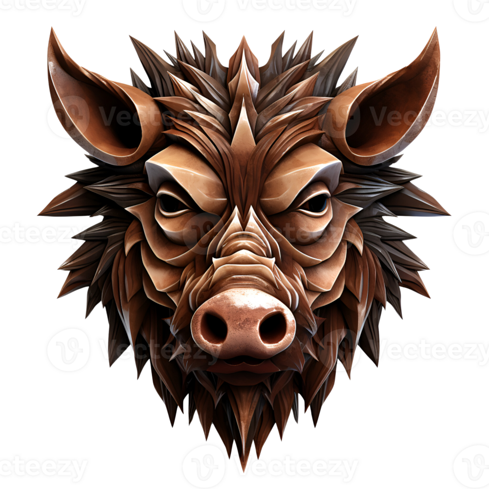 AI generated 3D Cartoon Wild Boar Logo Illustration No Background Perfect for Print on Demand png