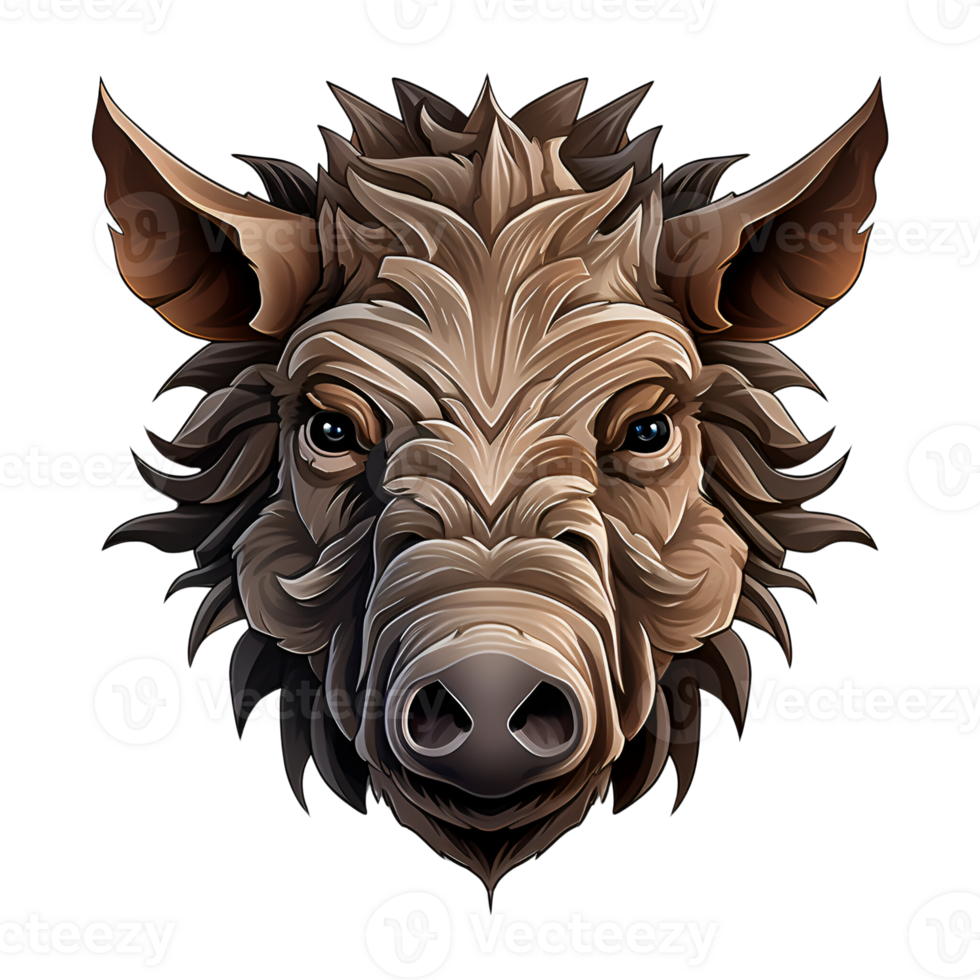 AI generated 3D Cartoon Wild Boar Logo Illustration No Background Perfect for Print on Demand png