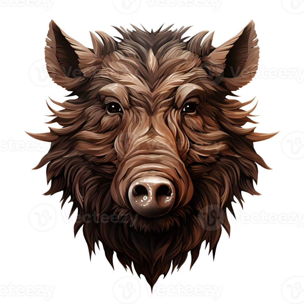 AI generated 3D Cartoon Wild Boar Logo Illustration No Background Perfect for Print on Demand png