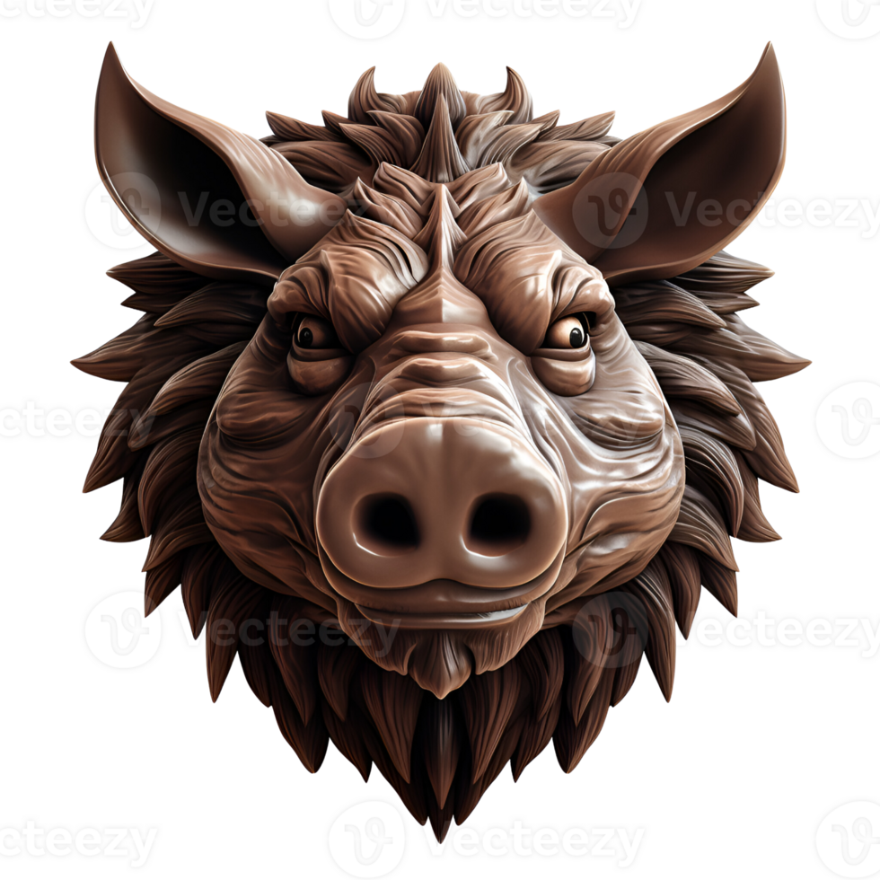 AI generated 3D Cartoon Wild Boar Logo Illustration No Background Perfect for Print on Demand png