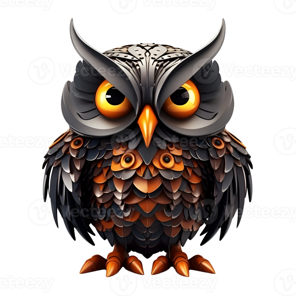 AI generated 3D Cartoon Owl EDC Owl Night Owl Illustration Logo No Background Perfect for Print On Demand png