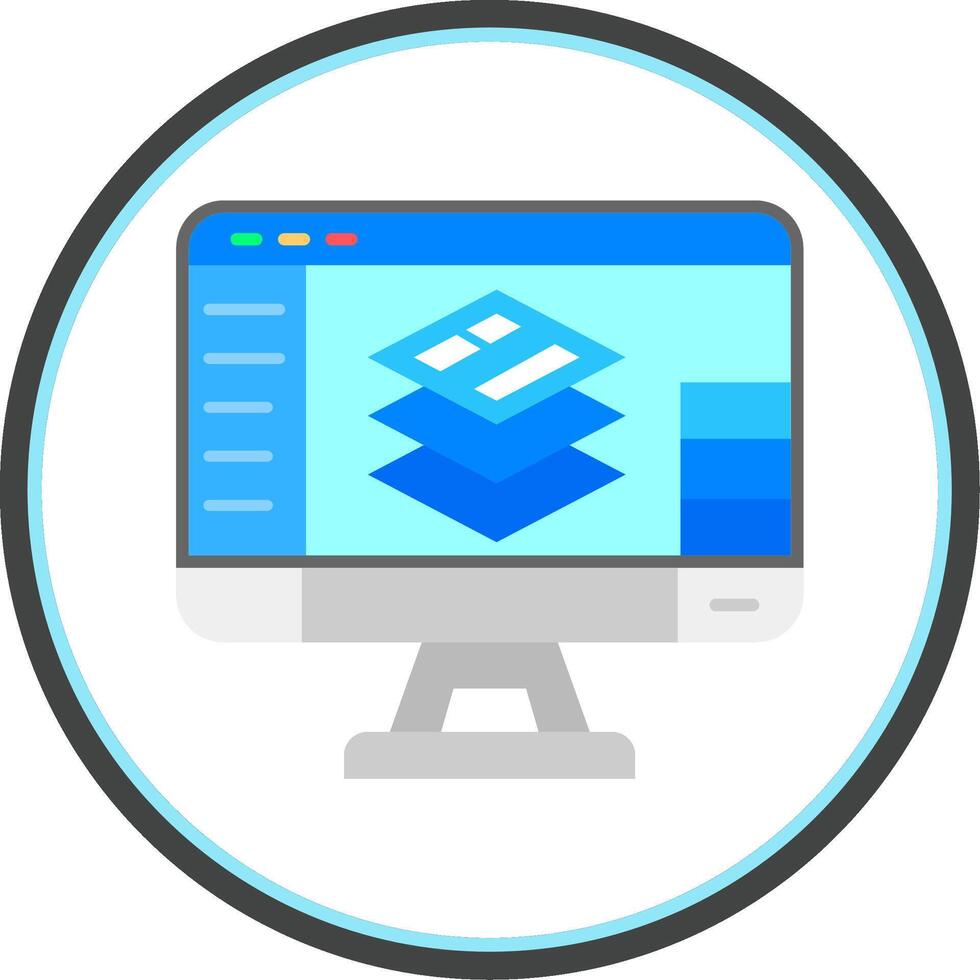 Layers Flat Circle Uni Icon vector