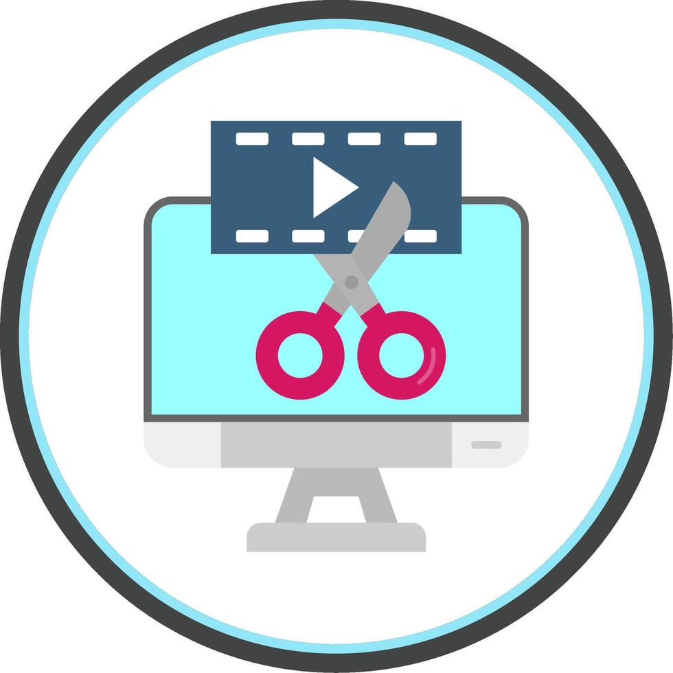Video editor Flat Circle Uni Icon vector
