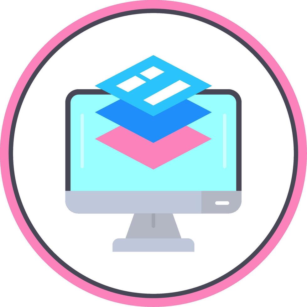 Layer Flat Circle Uni Icon vector