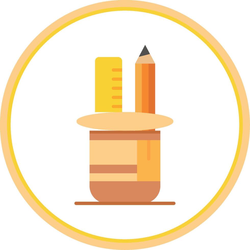 Pencil holder Flat Circle Uni Icon vector