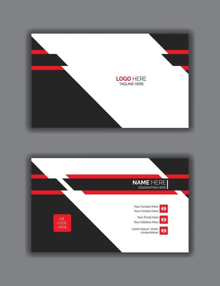 Simple and Clean Red, White and Black Business Card Template vector