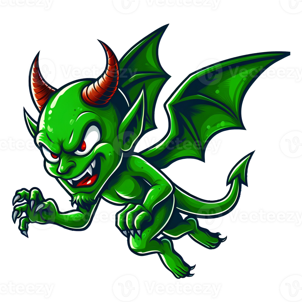 AI generated green devil cartoon character 38888198 PNG