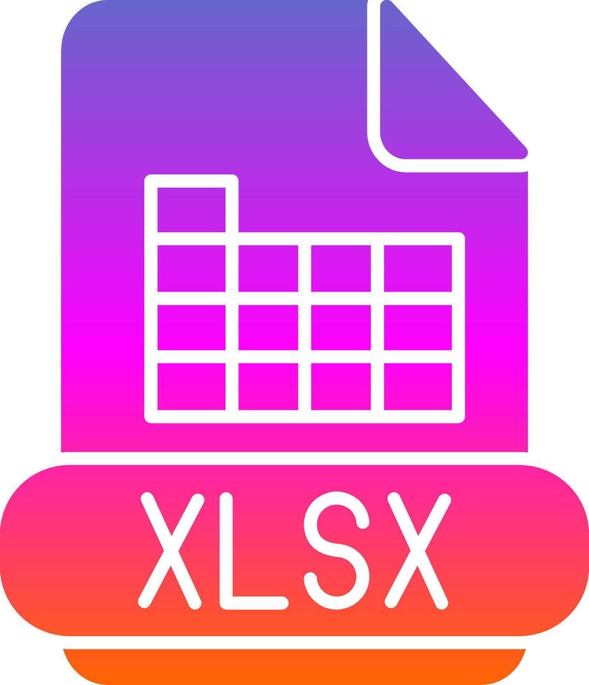 icono de gradiente de glifo xlsx vector