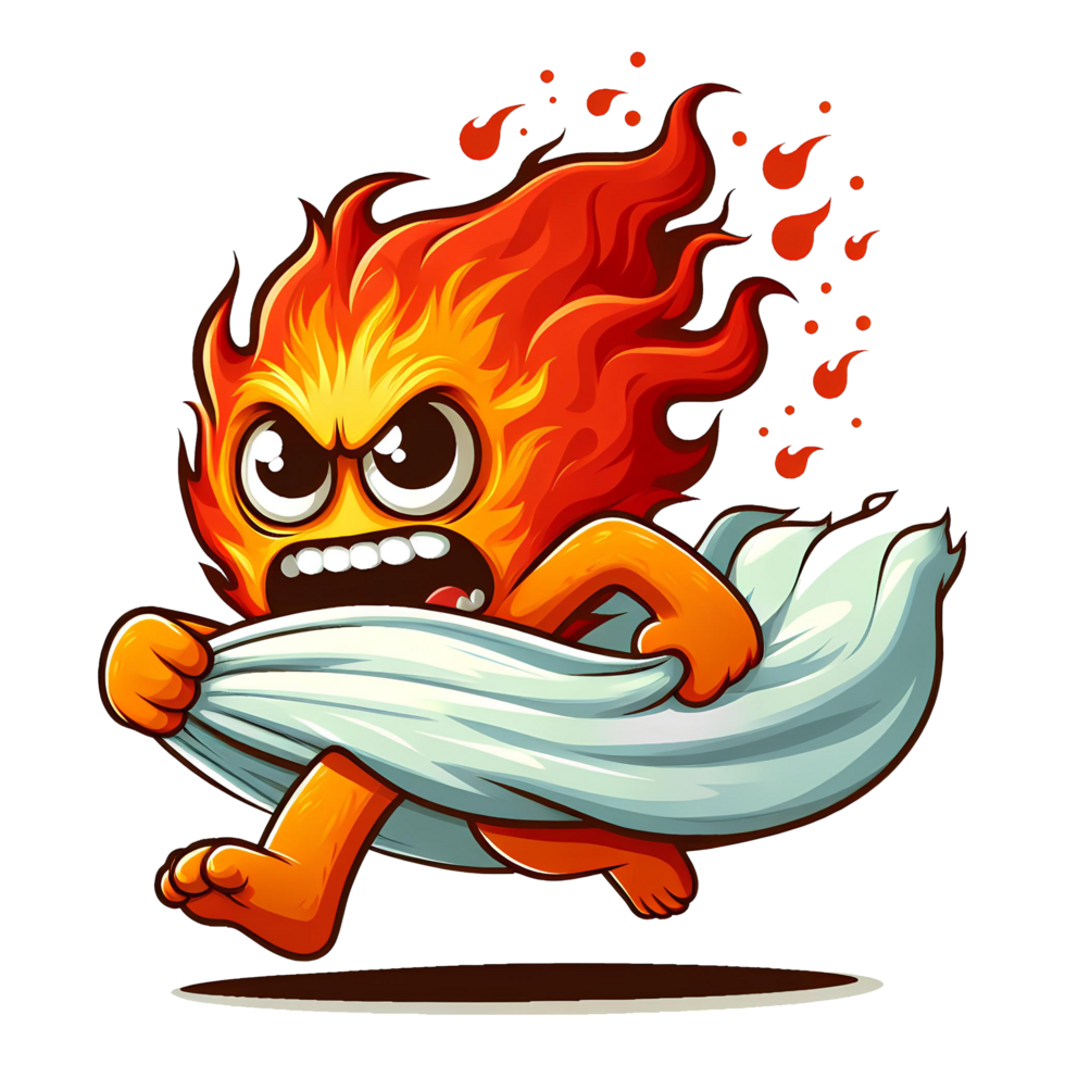 AI generated Angry Fire Monster Running Front View, Cartoon Style Transparent Background png