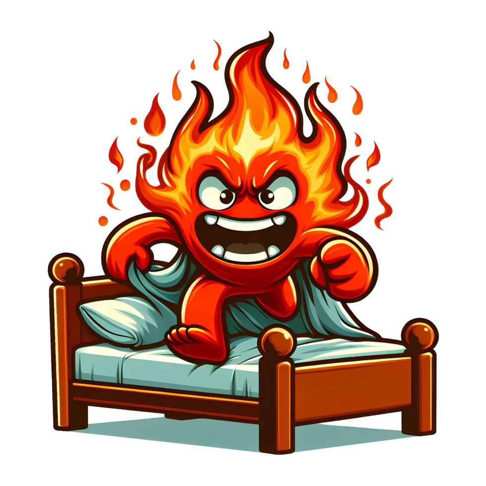 AI generated Angry Fire Monster Running Front View, Cartoon Style Transparent Background png