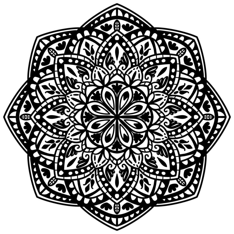 Floral mandala style with lines, hand draw design vector