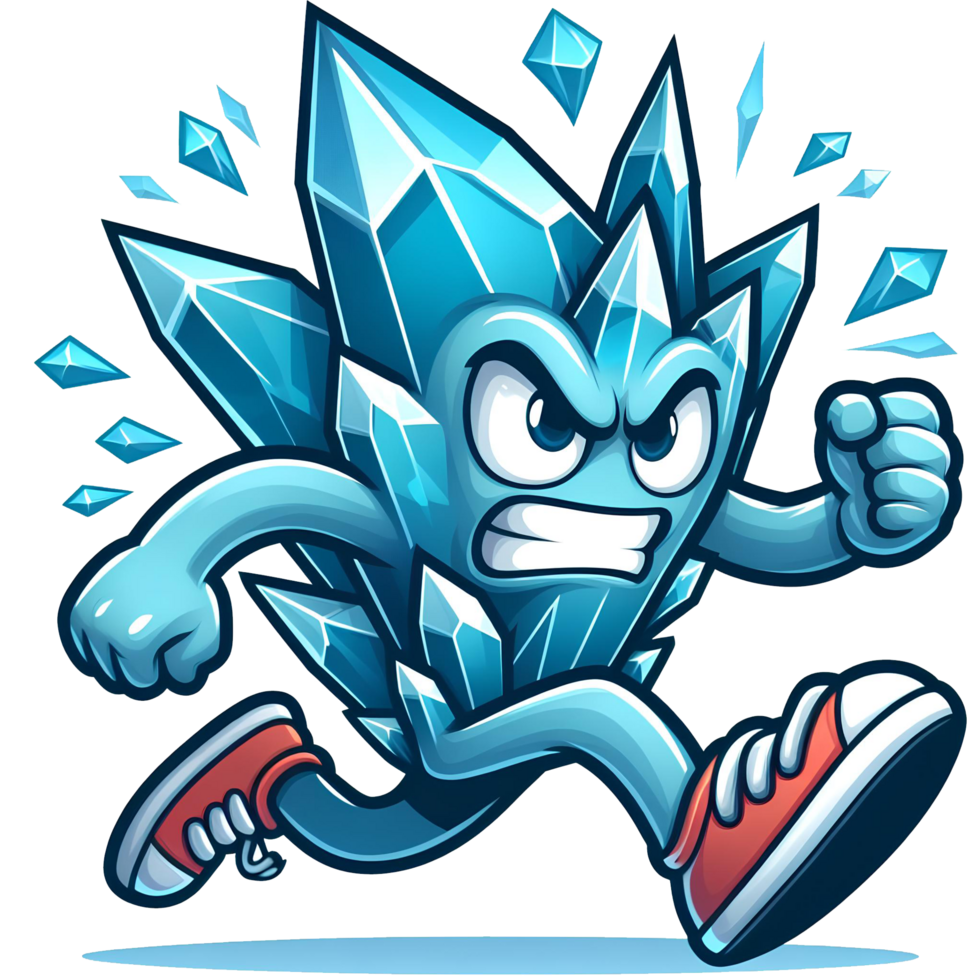 AI generated Angry Crystal Monster Running Front View, Cartoon style Transparent Background Background png