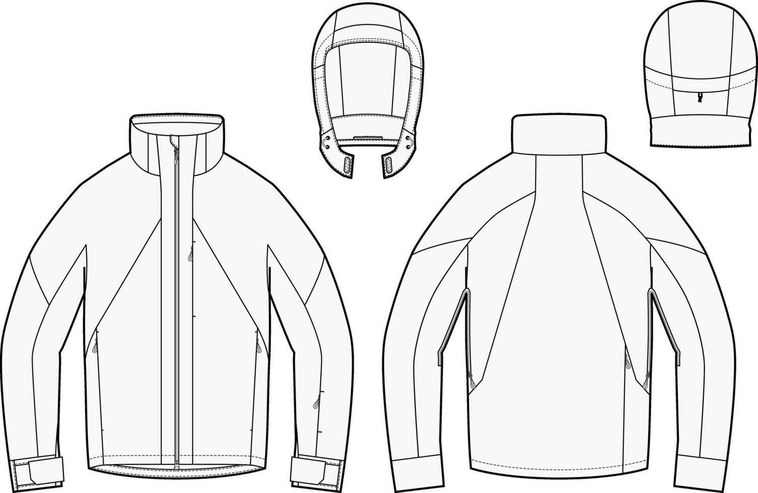 3L Technical Jacket with Removable Hood Vector Illustration