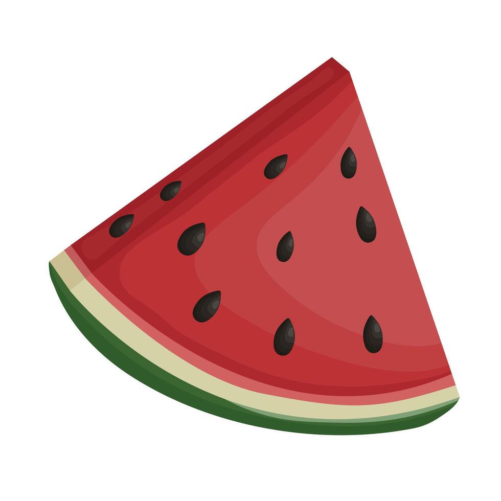 Watermelon flat vector icon. Juicy slice of watermelon in cartoon style.