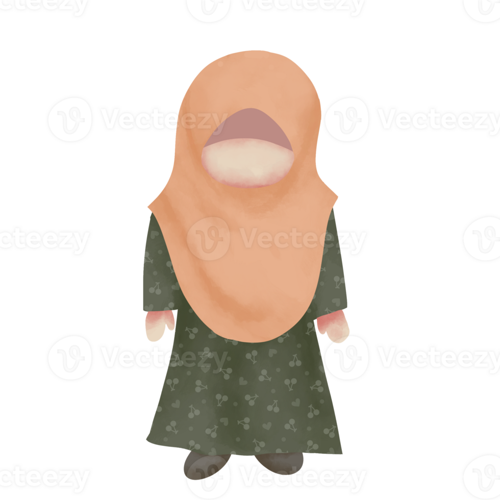 illustration of cute musimah faceless png