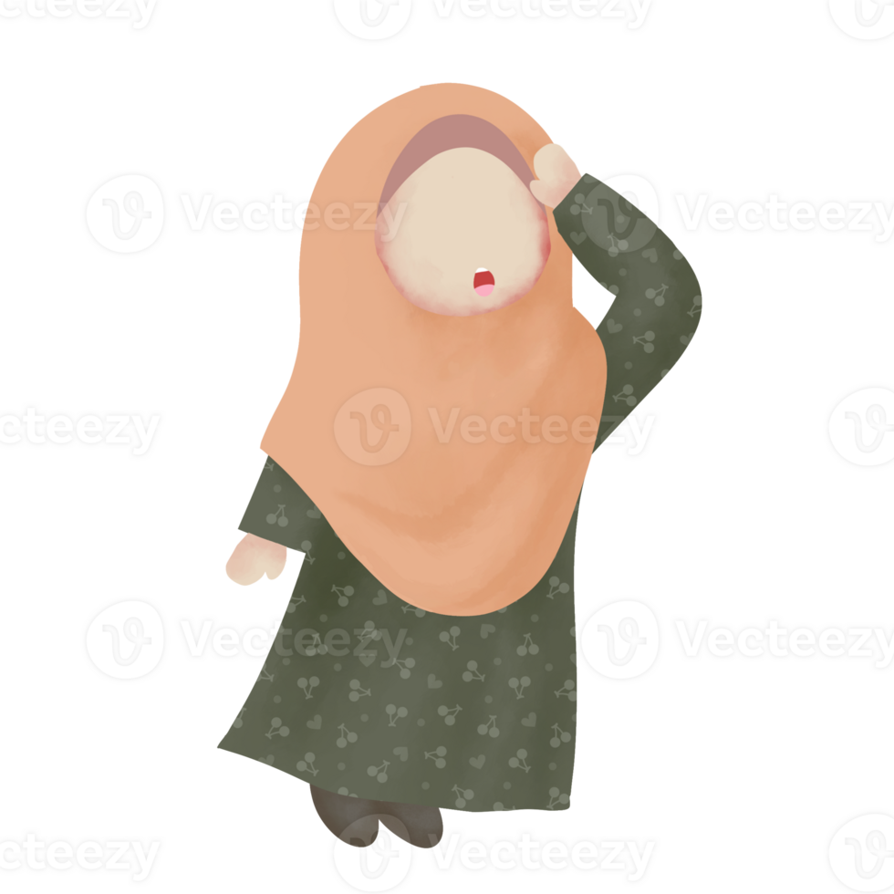 illustration of cute musimah faceless png