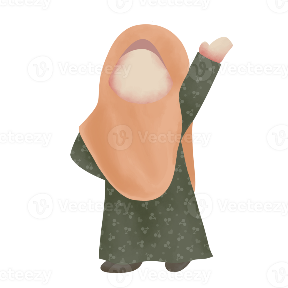 illustration of cute musimah faceless png