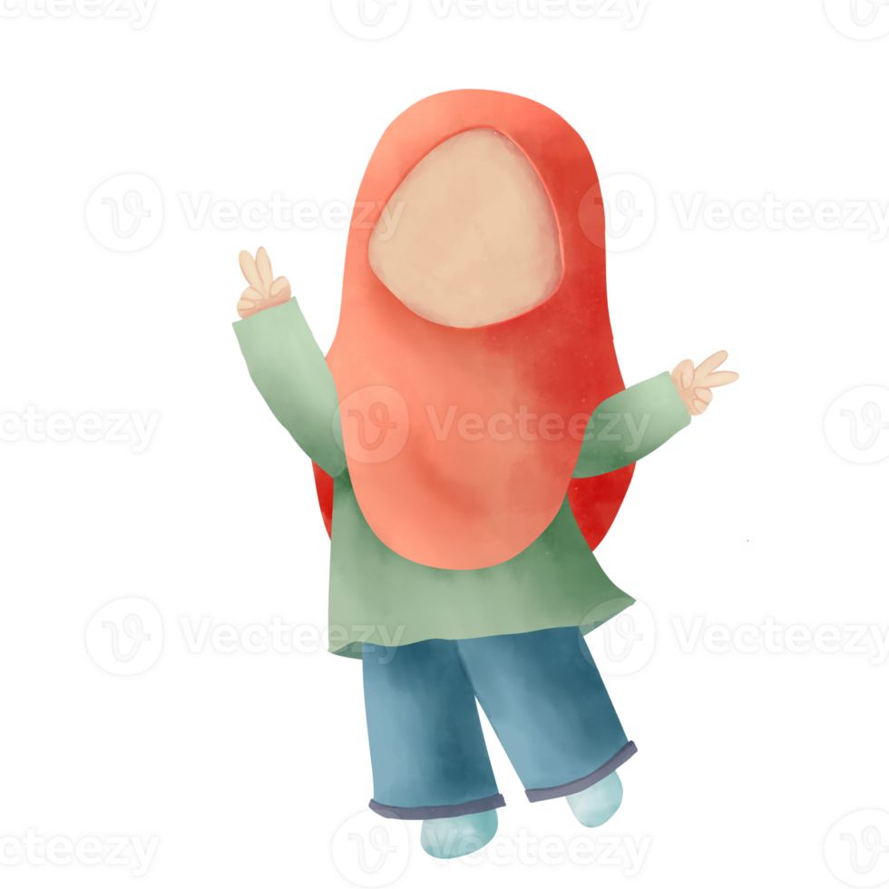 illustration of cute musimah faceless png