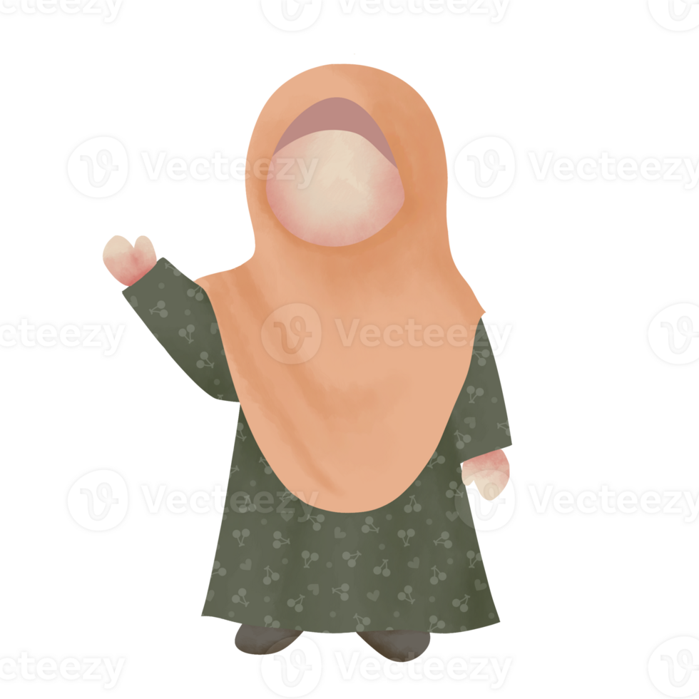 illustration of cute musimah faceless png