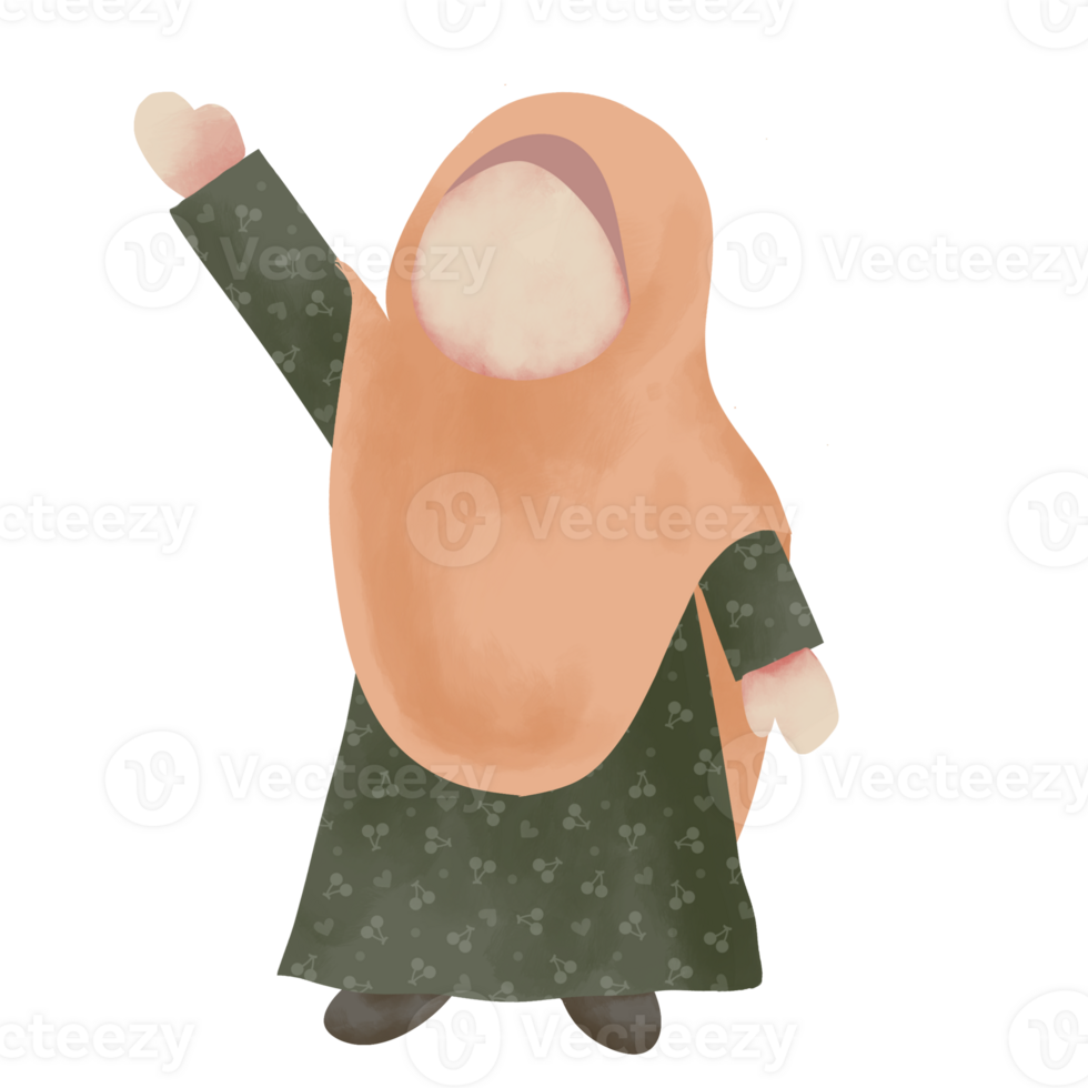 illustration of cute musimah faceless png