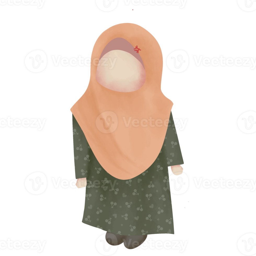 illustration of cute musimah faceless png