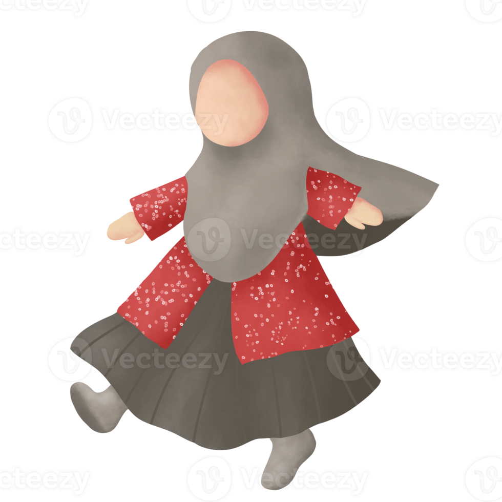 illustration of cute musimah faceless png