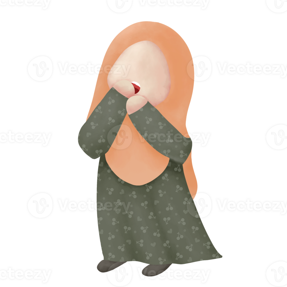 illustration of cute musimah faceless png