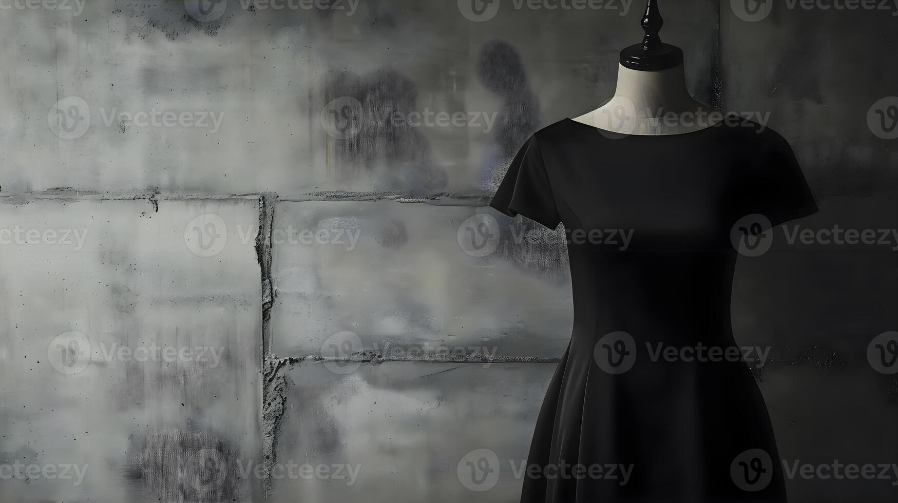 AI generated a dress on a mannequin in front of a concrete wall photo