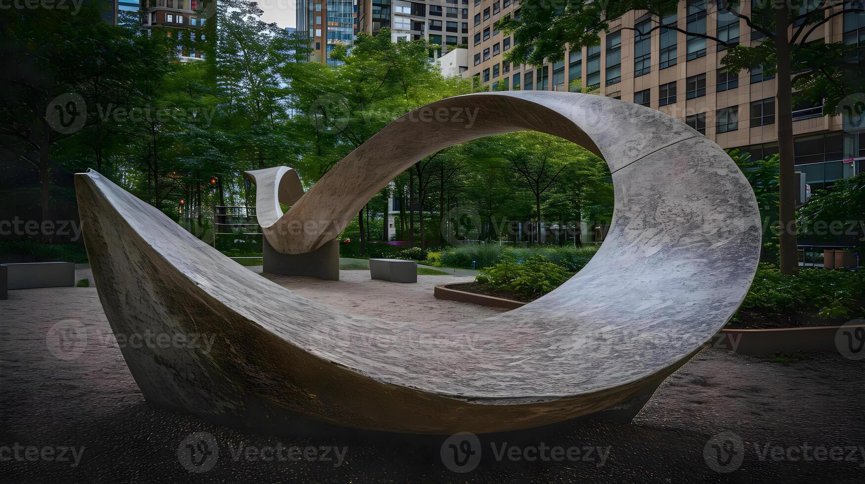 AI generated a sculpture in the middle of a park photo