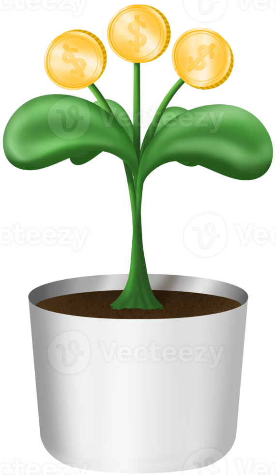 money that grows like a tree in a pot, growing every day png