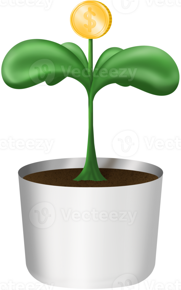 money that grows like a tree in a pot, growing every day png