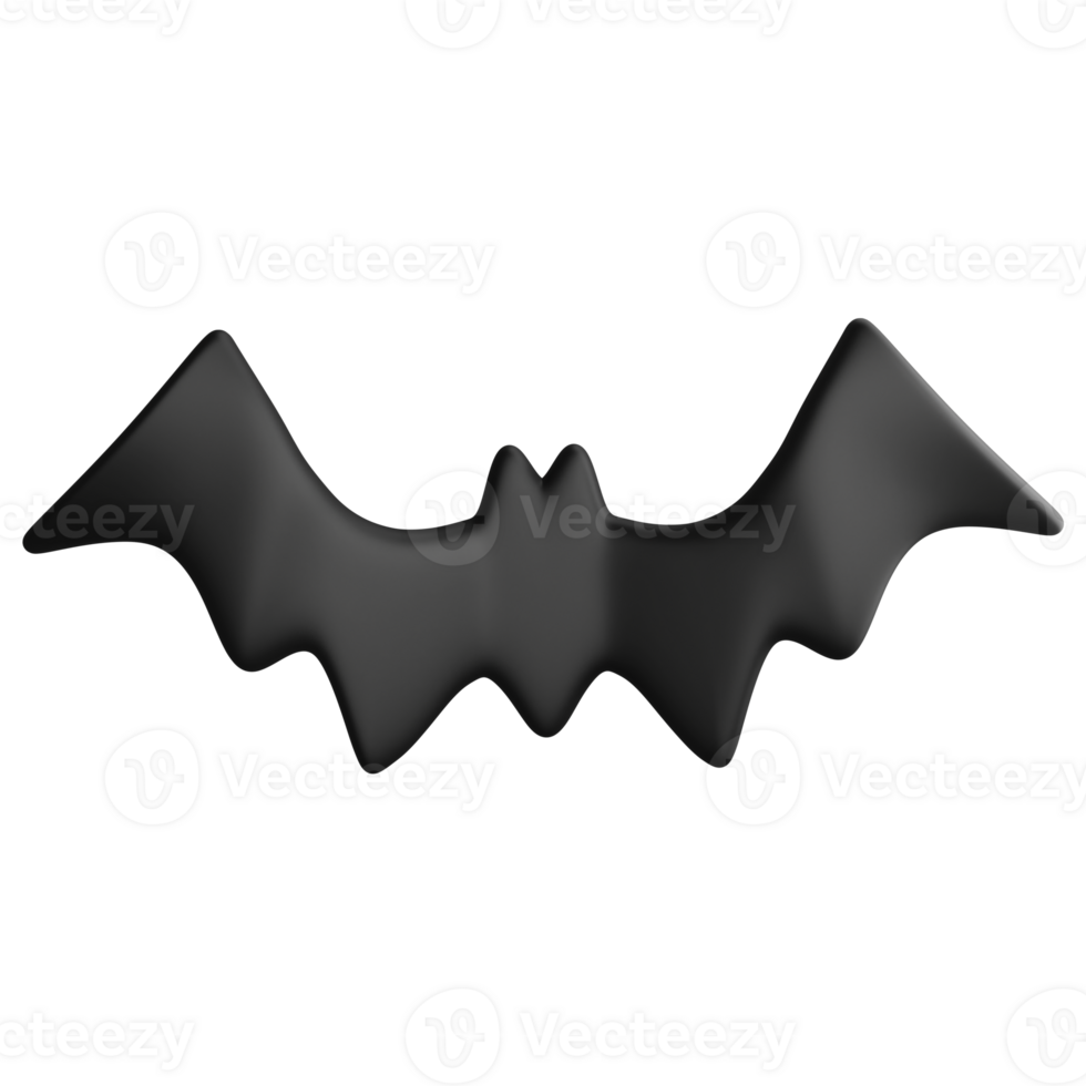 Bat clipart flat design icon isolated on transparent background, 3D render Halloween concept png
