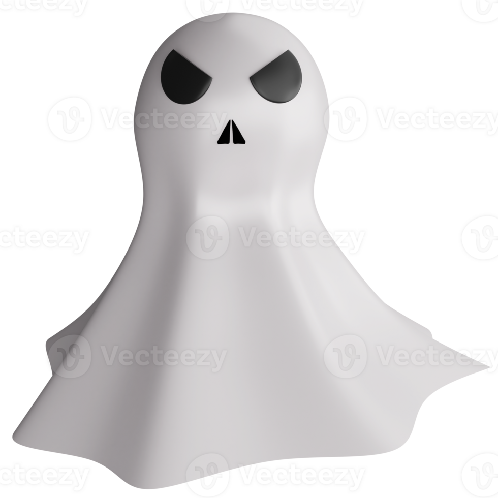 Ghost clipart flat design icon isolated on transparent background, 3D render Halloween concept png
