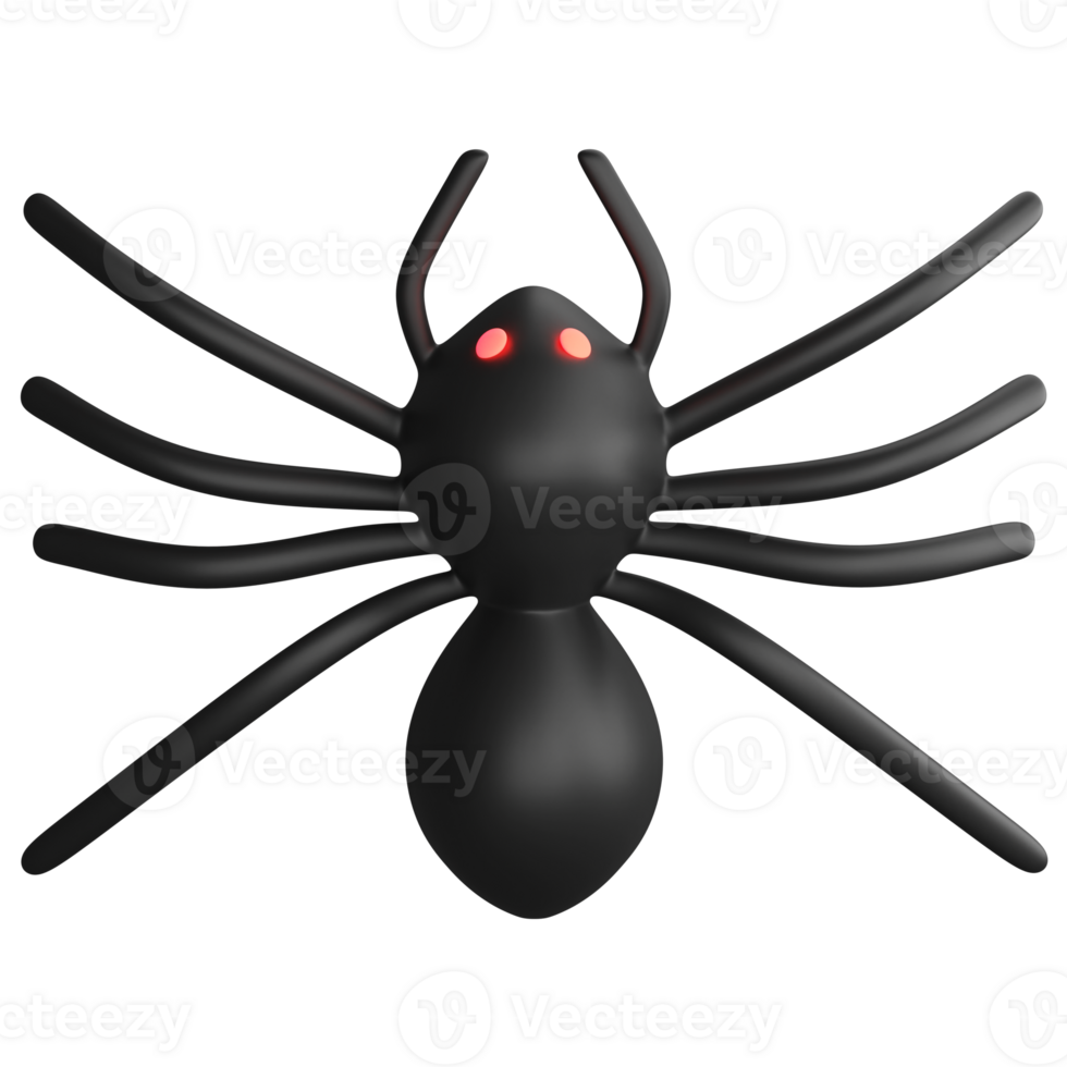 Spider clipart flat design icon isolated on transparent background, 3D render Halloween concept png