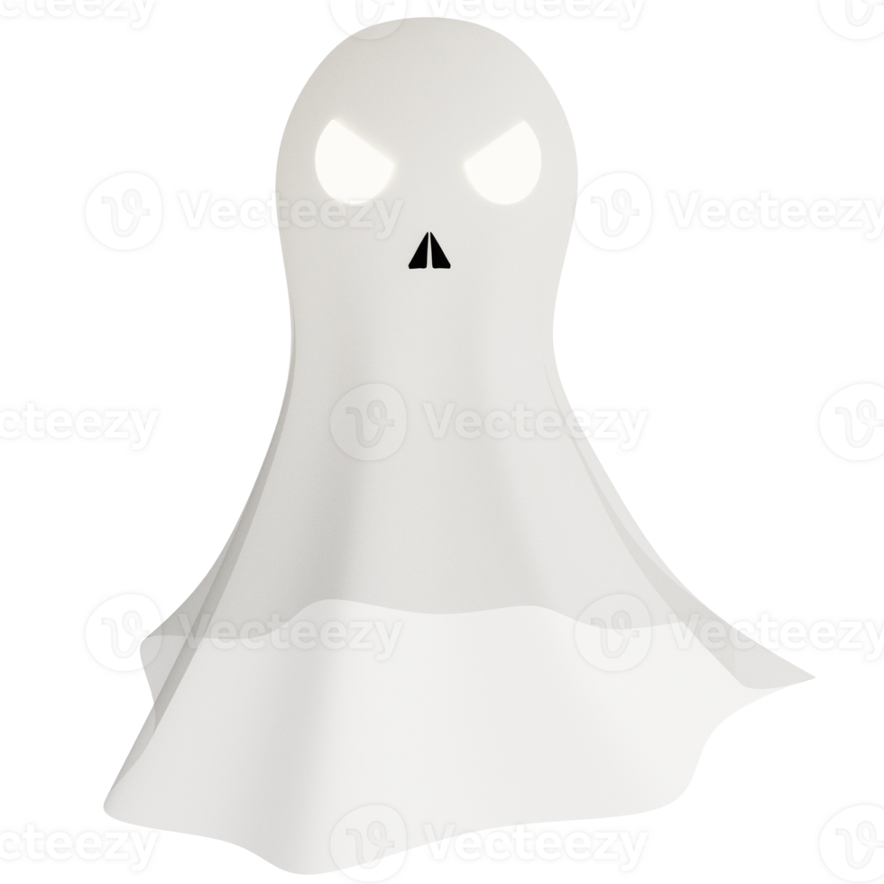 Ghost clipart flat design icon isolated on transparent background, 3D render Halloween concept png