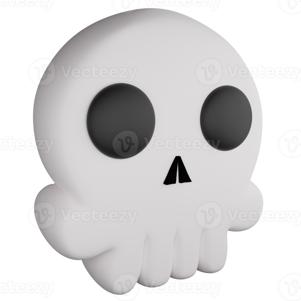Cute skull side view clipart flat design icon isolated on transparent background, 3D render Halloween concept png
