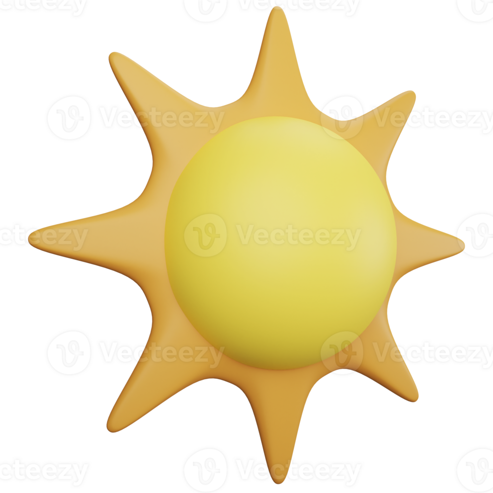 zon clip art vlak ontwerp icoon geïsoleerd Aan transparant achtergrond, 3d geven zomer en strand concept png